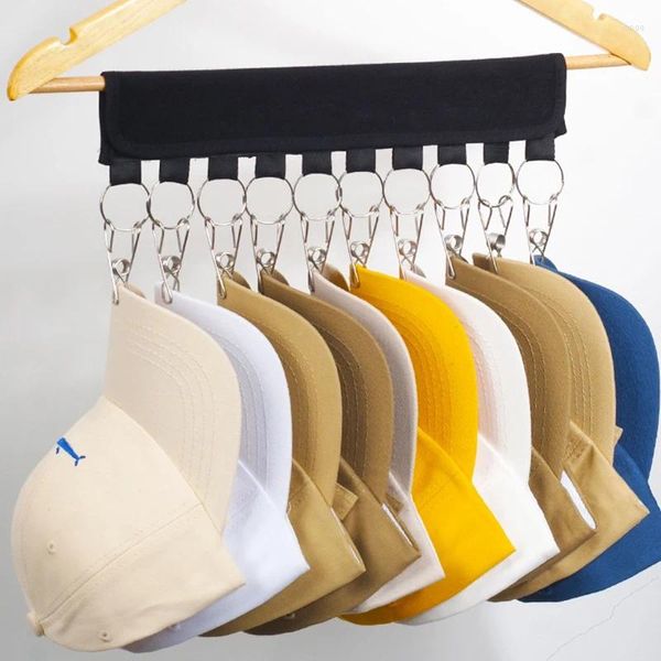Tappi a sfera 10 clips cappelli da cappelli organizzatore rack sospeso appendiabiti per cappa per la sciarpa appendiabiti per armadio multifunzionale.