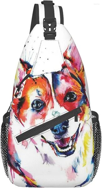 Backpack Watercolor Dog Sling Bag Gym Crossbody Sack Satchel Sacos casuais de caminhada ao ar livre para homens para homens