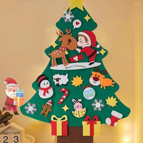 Decoração de festa lâmpada de natal kit de árvore de feltro diy com cores vibrantes de aparência adorável