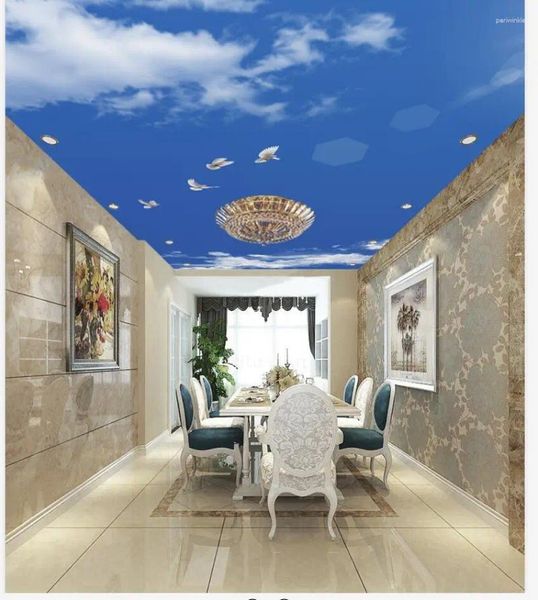 Hintergrundbilder Sonderangehende Decken Blau Himmel Wohnzimmer Schlafzimmer Decken Wandbild 3D -Wandbilder Tapete