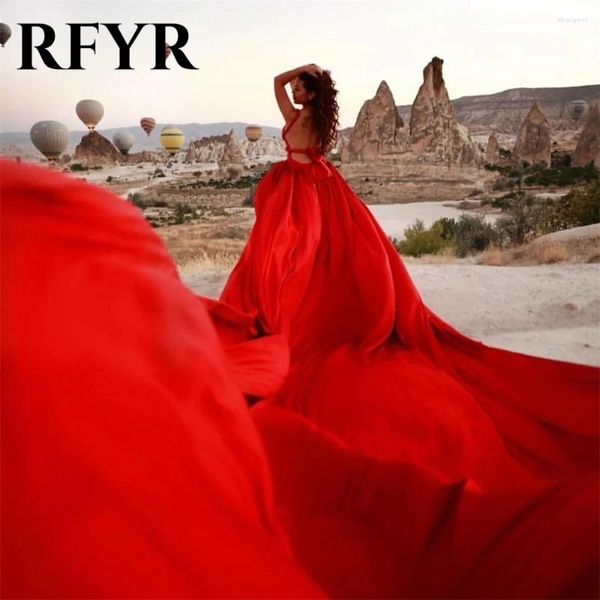 Вечеринка платья rfyr Элегантное сексуальное красное свадебное платье мягкое пятно знаменитость с длинным поездом Особые одежда