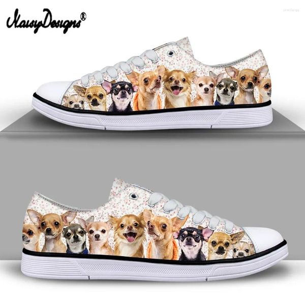 Lässige Schuhe Noisydesigns Women Animal Sneakers für 2024 Cartoon Chihuahua Print Girls Canvas Frauensport