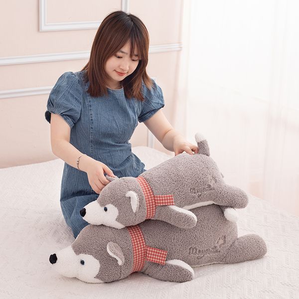 Novo Kawaii Animal Husky Elephant Rabbit Plush Toy Phyled Shiba Inu Panda Polar urso Sleep Pillow Toys for Kids Girls