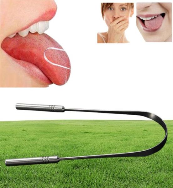 Raspador de aço inoxidável Limpador oral Limpeza fresca Limpeza revestida de dentes revestida de dentes Ferramentas de cuidados com higiene dental6888754