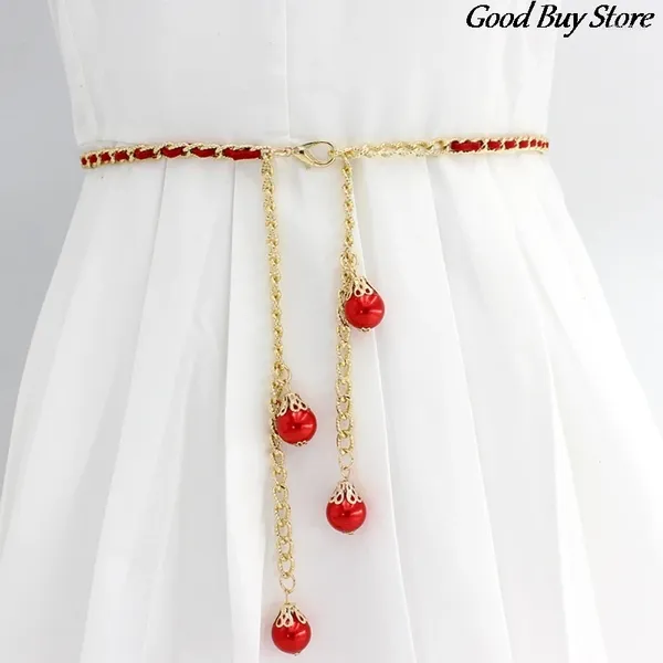 Cinture catena di metallo bella treccia in cintura da donna abito da matrimonio abito da festa con catene in vita regolabili da donna perle