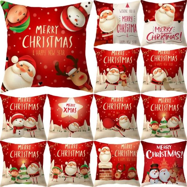 Kissen Weihnachten 45x45cm Santa Claus Cover Dekor Ornament Geschenkjahr Dekoration