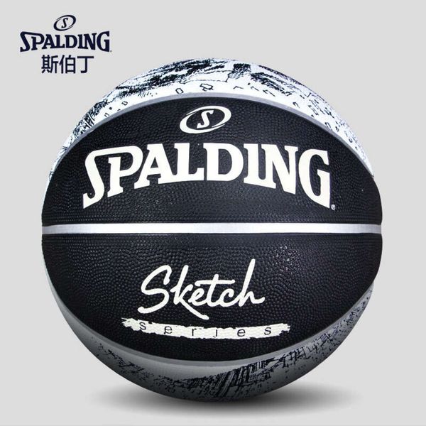 Spalding Rubber Basketball Sketching Series Outdoor No.7 Blue Ball 83-534Y/84-447Y