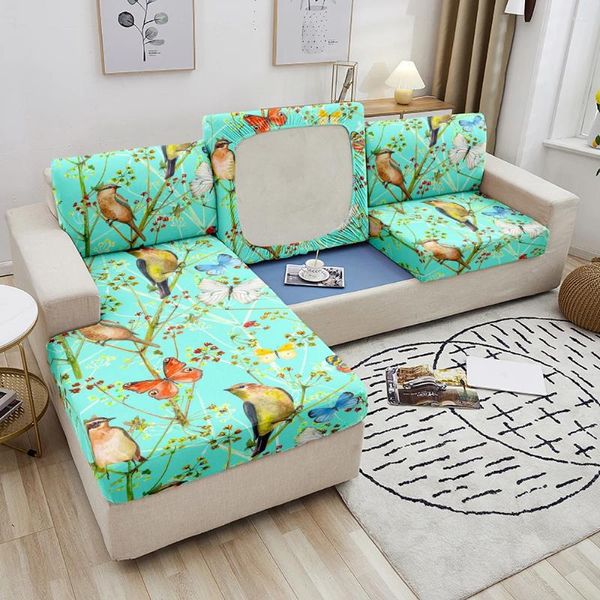 Stuhlabdeckung Schmetterlingsmuster Sofa Sitzkissenabdeckung Blumenabdruck Couch Elastic Anti-Rutsch-Schlupfbezug Protektor Home Dekoration