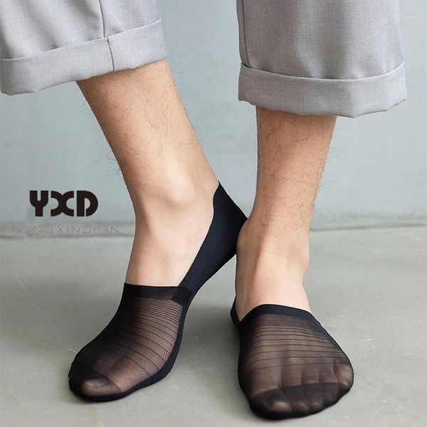 Meias masculinas 10 pares/garoto japonês de malha negra de gelo preto para homem para homem confortável respirável invisível transparente tornozelo