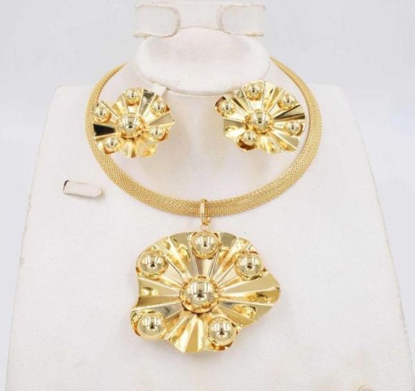 4Sets Dubai Gold Plat Alta qualidade Moda Africa Jóias de casamento Conjunto de jóias de pescoço Mulheres58716875654505