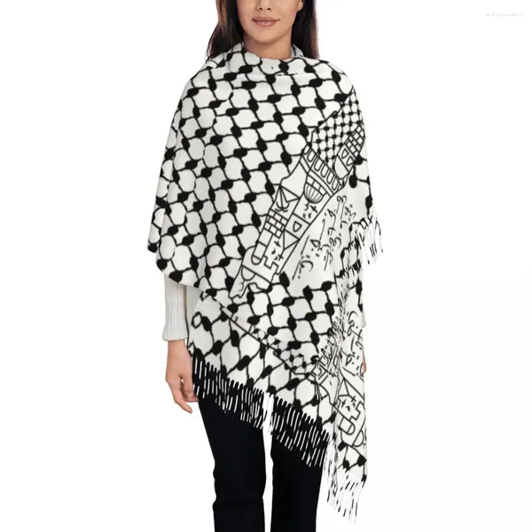 Lenços folclóricos árabes kufiya hatta tradicional keffiyeh padronizar xale enrolar mulheres inverno grande lenço macio pashmina