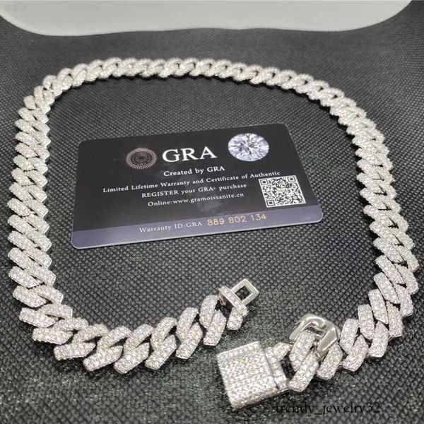 Оптовая 14 -мм Iced Out VVS Moissinate Кубинская цепь звенья Sier Hip Hop Jewelry Diamond Prong Gold Chain Tester Pass