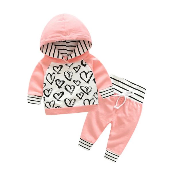 Pantaloni di pantaloni simpatici neonati neonati abiti da bambino pantaloni a strisce a strisce 2 pezzi cotone cotone blay tracce set da tuta per bambini