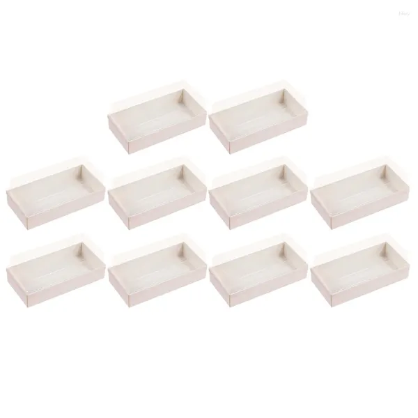 Stoviglie da 10 pezzi per cake box per la festa di cottura portamette Clear contenitori Case di cupcake in legno