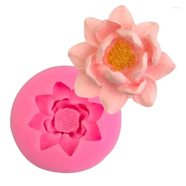Stampi da forno a forma di loto stampo stampo silicone stampo sapone fatto a mano in gesso decorazione floreale decorativa