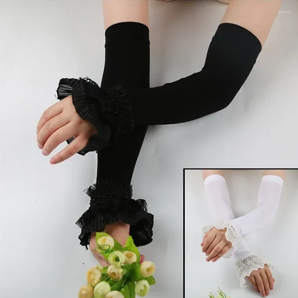 Коленные прокладки 1 пара черные белые длинные кружевные покровители элегантные перчатки без пальцев солнце