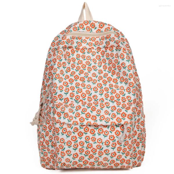 Borse per la scuola Donne Elegante Backpack Laptop Backpack di grande capacità Floral Casual Multifunction Knappack Student Bag Travel