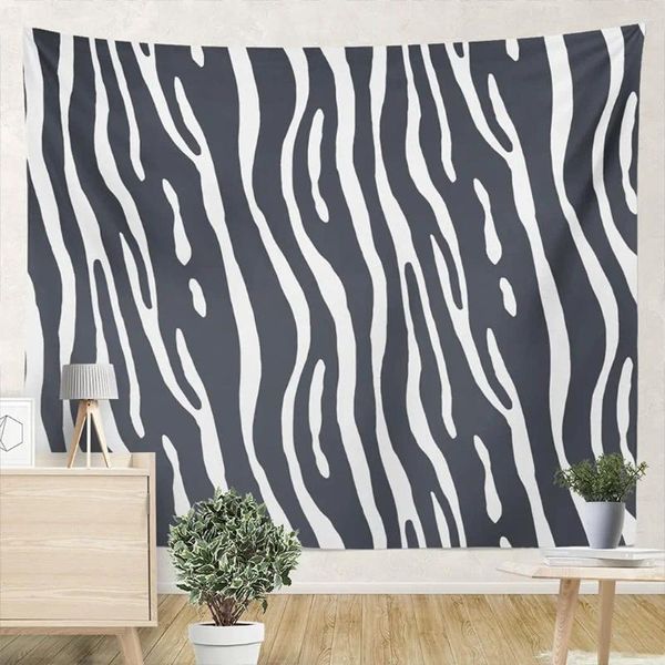 Arazzi Stampa zebra Arazzo Animal Skin Pattern Nature Life Illustrazione semplicistica Decoro artistico sospeso per camera da letto Dorma