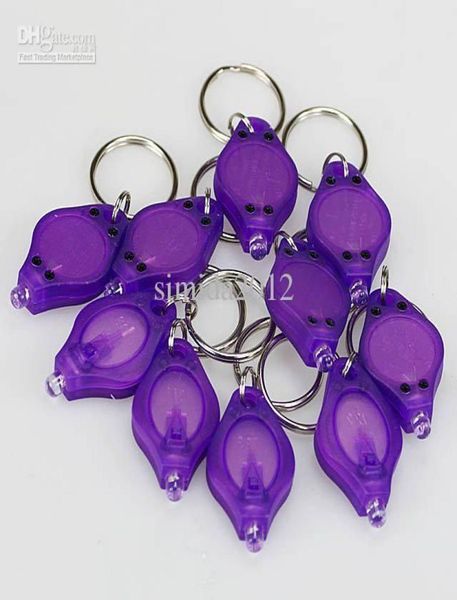 10pcs lote mini LED LightKeyChain UV Black Light Mini Tamanho amplamente usado para ler Secret3592758