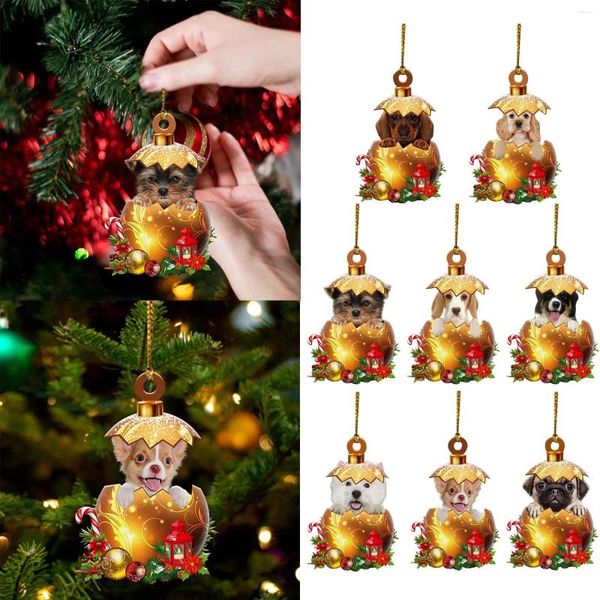 Figurine decorative 1pc Christmas Acrilico Doppio lato dorato uova dorate per decorazioni per cani Crabrimi per alberi appesi