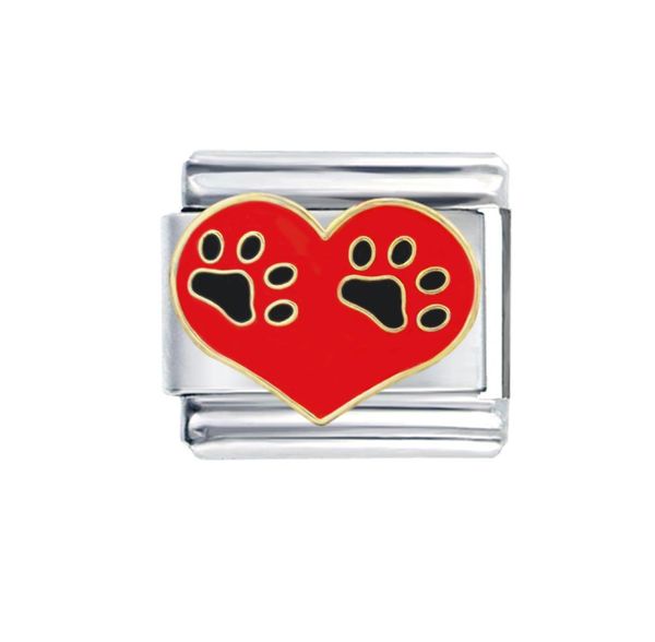 Acciaio inossidabile intero 9mm Dimensioni classiche Link composibili Amore regolabile Pet Dog Paw Charm Italian Bracciale Links6315127