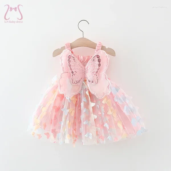 Girl Dresses Baby Girls Birthday Party Evening Summer Butterfly Wings Abbigliamento Sweet Colorful Toddler Kids Costume