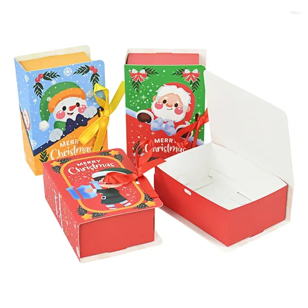 Confezione regalo 5 pezzi a forma di libro Scatole di caramelle di buon Natale Scatola di Babbo Natale Confezione di biscotti al cioccolato Forniture Navidad