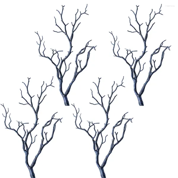 Flores decorativas 4pcs Antlers artificiais Tree Ramificações de haste plástica Decoração de DIY seca para festa de casamento Mesa de escritório em casa