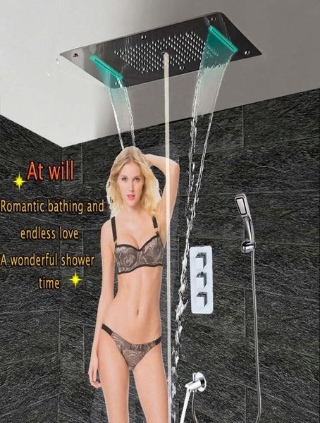 Pannello per doccia da bagno nascosto con pannello termostatico a parete montato a parete montato per rubinetto meseli a led goccia pioggia cascata SP9951621