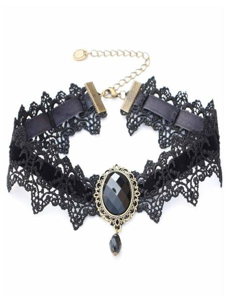 Mulheres com colar de renda pendente, colar de cadeia curta artesanal GOTHIC RETRO SEXY CASAMENTO VAMPO DE CASAMENTO DE CASAMENTO HONTERNIDO7199486