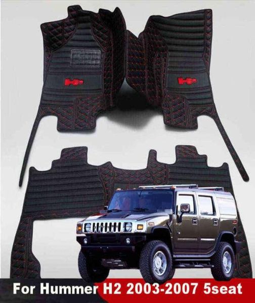 Wasserdichte Auto -Bodenmatten für Hummer H2 20032008 5 Seat SUV Leder All Wetter Antislip Auto Teppich Cover Auto Fuß Liner Pads H21353414