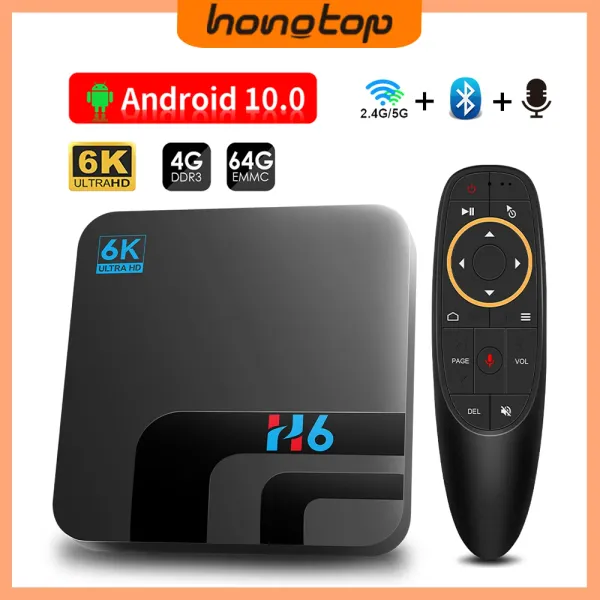 Kutu Hongtop H6 Android TV Kutusu Android10 6K HD Sesli Yardımcı 1080p Medya Oyuncu 2.4G 5G Dualwifi Play Store Bluetooth TV Alıcı