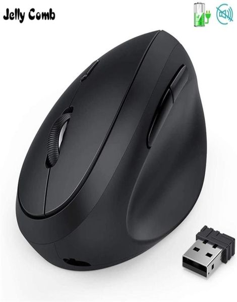 Jelly Com Com Com Comb wiederaufladbar 24 GHz Wireless Maus ergonomische Vertikale für Computer -Laptop -PC -Gaming -Mäuse mit einstellbarem DPI 2106091531545
