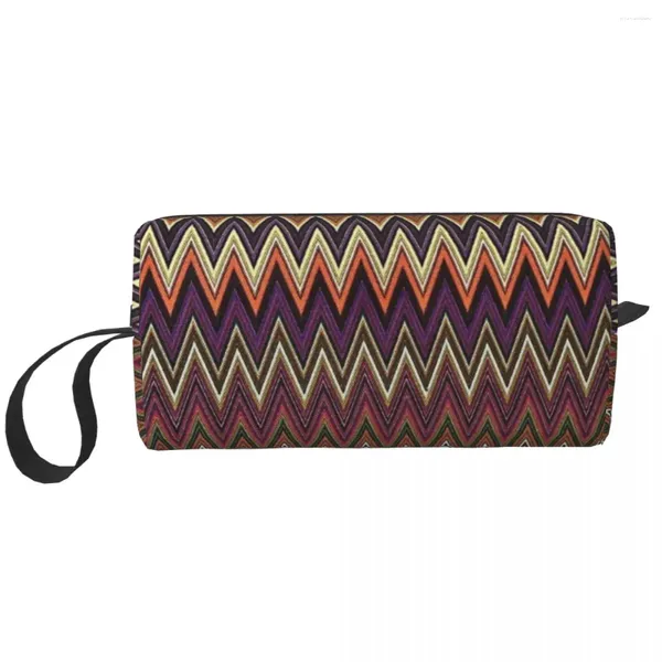 Stume di stoccaggio Home Zigzag Multicolore Borsa cosmetica Donne Kawaii grande capacità boho camuflage trucco custodia bellezza bellezza