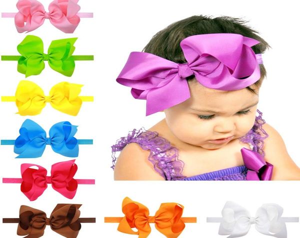 16 Farben Baby Girls Stretch Bug Stirnbänder Infant Big Bow Hair Band süßes Haar Accessoires 6 Zoll C17436288655