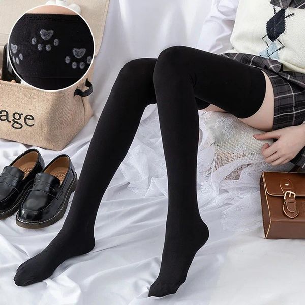 Mulheres meias de 70 cm de comprimento até o joelho de silicone sem deslizamento de veludo elasticidade alta uniformes japoneses
