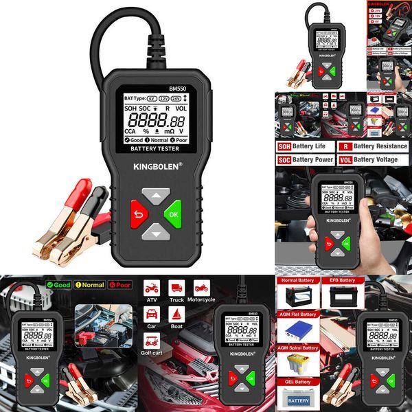 2024 2024 Kingbolen BM550 Tester batteria auto 6V 12V 24V 100-2000 CCA Sistema batteria Rileva Strumento batteria per auto analizzatore di batteria automatica PK KW208