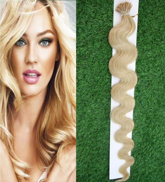 100g I Punta Human Hair Extension Body Wave Fusion Extensions 1Gstrands Remy Preded Keratin Hair Extension sulla cheratina 6584683