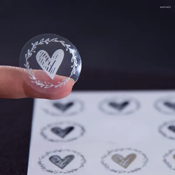 Wrap regalo 200 pezzi Clear Bronzing Heart Adesivi da 1,26 pollici Etichetta di sigillatura della busta rotonda per tag di decorazioni per decorazioni per inviti per feste di nozze