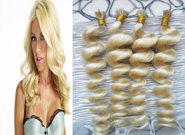 200pcs i tipps Haarverlängerung menschlicher blonde peruanische lose Wellenhaar 200g vorgebundener Keratin Haarverlängerung auf der Keratin -Kapsel BU7391459