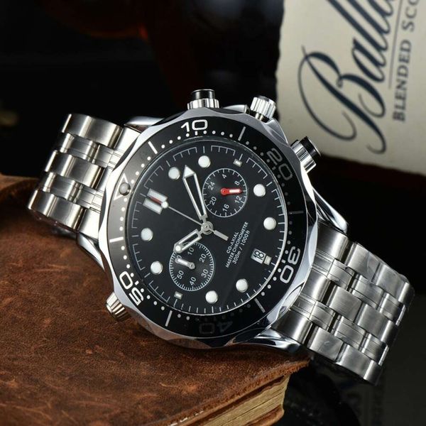 2024 Herren Sechs-Pin-Vollfunktion Om Watch Herren Quartz Watch Full Steel Band Luxus hohe Qualität