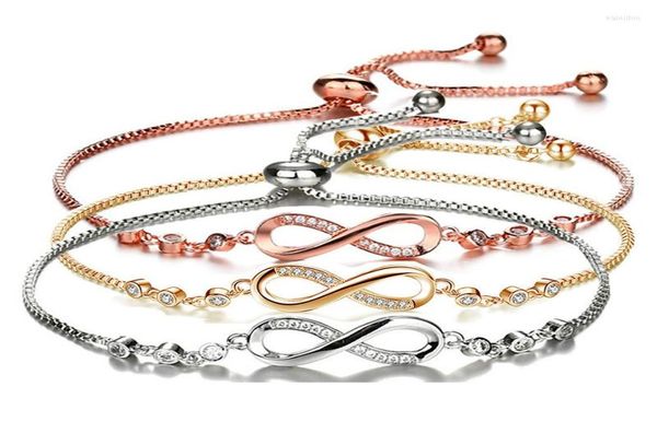 Braccialetti di fascino Fashion Crystal Infinity Bracciale per donne regolabile estate cz infinita e infinita gioielli di compleanno di tennis Gift7207696