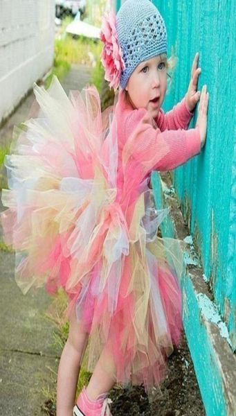 New Baby Girls Girls Lace Tulle Rainbow Skirt Kids Tutu Party Princesa Salia Crianças Saias de bolha vestido de bola colorida dres3673864