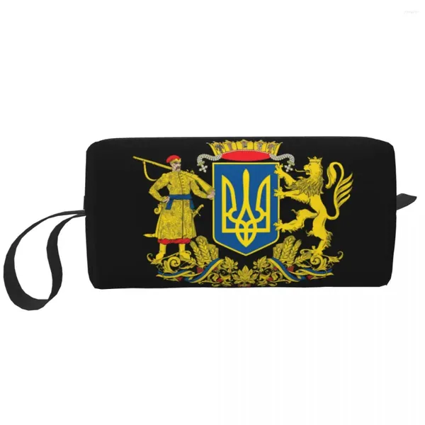 Sacchetti cosmetici Coat of Arms Bage Ucraina Women di grande capacità Case di trucco per bandiera ucraina Belietta Boiler del kit Dopp DOPP Box