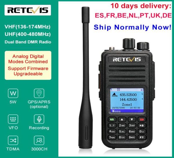 Retevis rt3s dmr digital Walkie Talkie Ham Radiosender Amateur VHF UHF Dual Band VFO GPS APRS Dual Time Slot Promiscuous 5W3446670