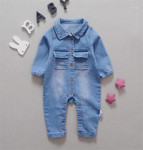 Baby Strampler Soft Denim Fashion Regenbogen und Giraffe Stile Säuglingskleidung Neugeborene Jumpsuit Baby Girls Kostüm Cowboy Jeans12185246
