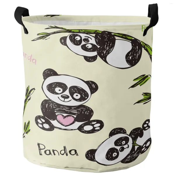 Borse per lavanderia Care del cartone animato Panda Panda Pante pieghevole Bamper in grande capacità Organizzatore per bambini Borsa giocattolo giocattolo per bambini