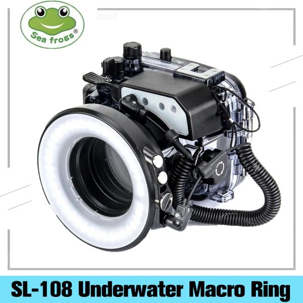 Çantalar Seafrogs SL108 67mm Su geçirmez Sualtı Fotoğrafçılık Dalış Led Ring TG5 A6500 A6300 Kamera Muhafaza Kılıfı için Flaş Işık Lambası