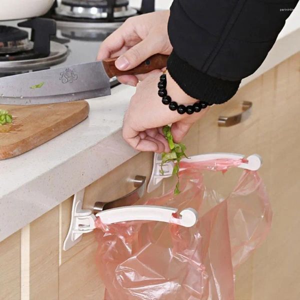 Cucina deposito da cucina 2 pezzi Borse per immondizia per armadio in plastica gancio beige salva per spazzatura stabilimento sospeso pieghevole