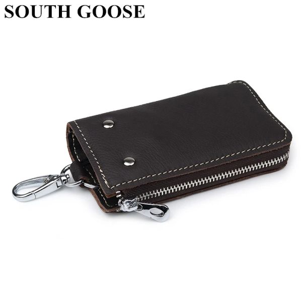 Кольца подлинные кожаные ключевые кошельки Unisex Keys Organizer Men Men Card Card Covers Car Key Holder Women Smart Housekeeper Small Key Case